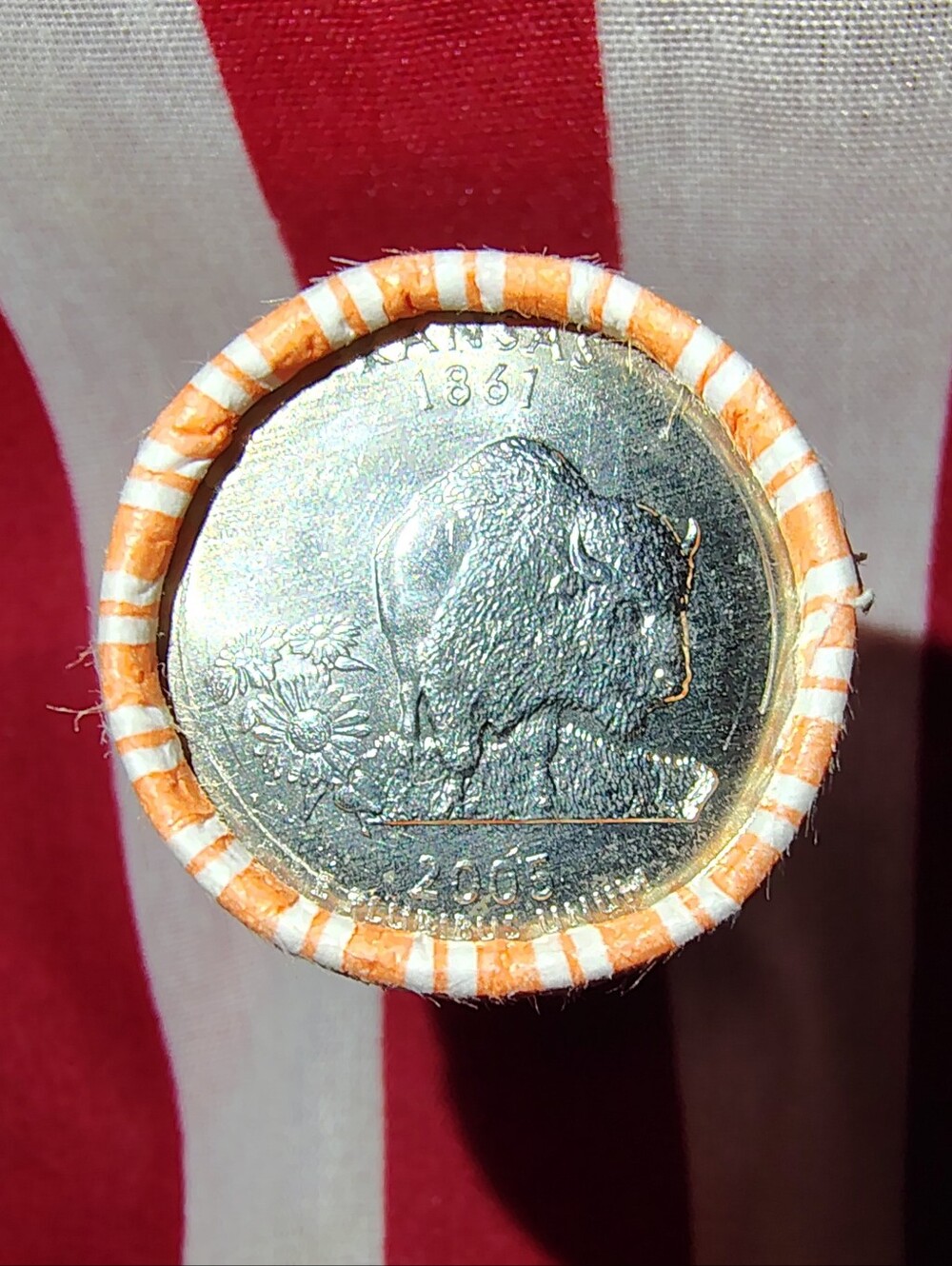 🇺🇸 Uncirculated Roll of '05 Kansas Quarter Roll 24k Gold Plated🇺🇸